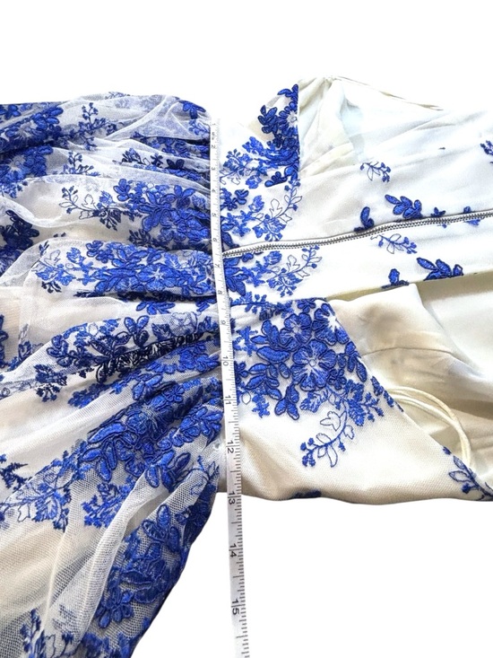 Alice + Olivia Reggie Racer Silk Embroidered Tulle Mini Dress Cobalt Blue Sz 2-4 - Picture 11 of 13